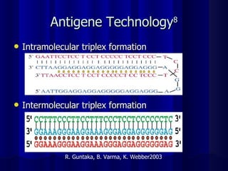 Antigene Technology 8 Intramolecular triplex formation Intermolecular triplex formation R. Guntaka, B. Varma, K. Webber2003 