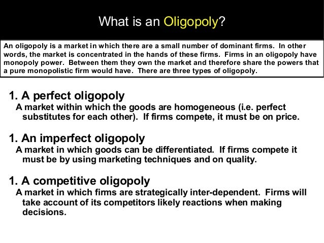 Differentiated Oligopoly Exists Where A Small Number Of Firms Are: Oligopolies and concentrated markets