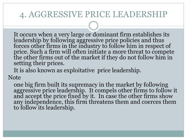 Oligopoly: Price leadership, its types and difficult | PPTX | Large ...