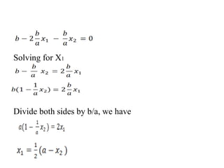 Solving for X1
Divide both sides by b/a, we have
 