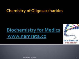 Chemistry of Oligosaccharides




        Biochemistry for Medics   1
 