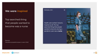 38
#BrightonSEO @olidigital
We were inspired
Source:
https://about.google/stories/year-in-search-2020/
Top searched thing
that people wanted to
become was a nurse
 