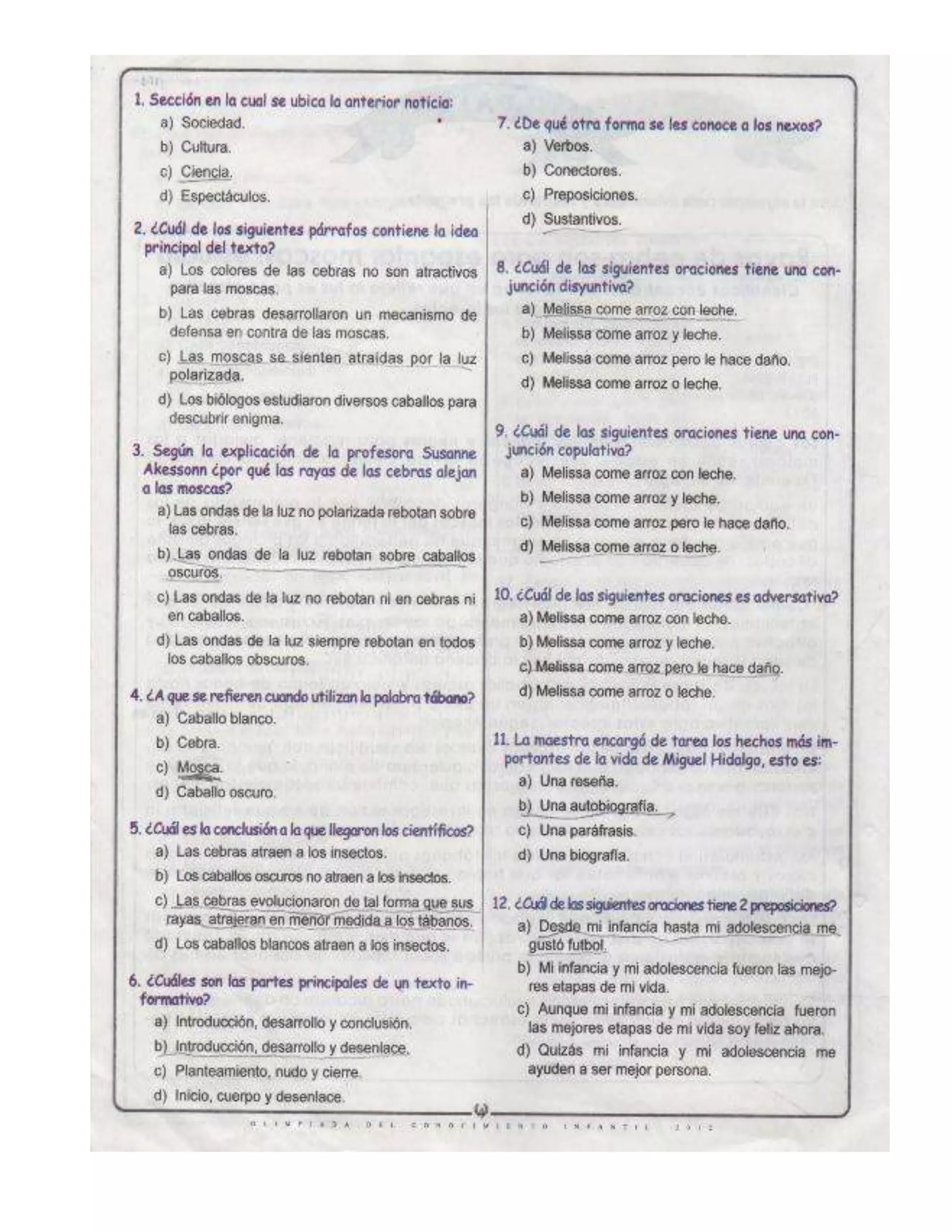 OLIMPIADA DEL CONOCIMIENTO 6° grado