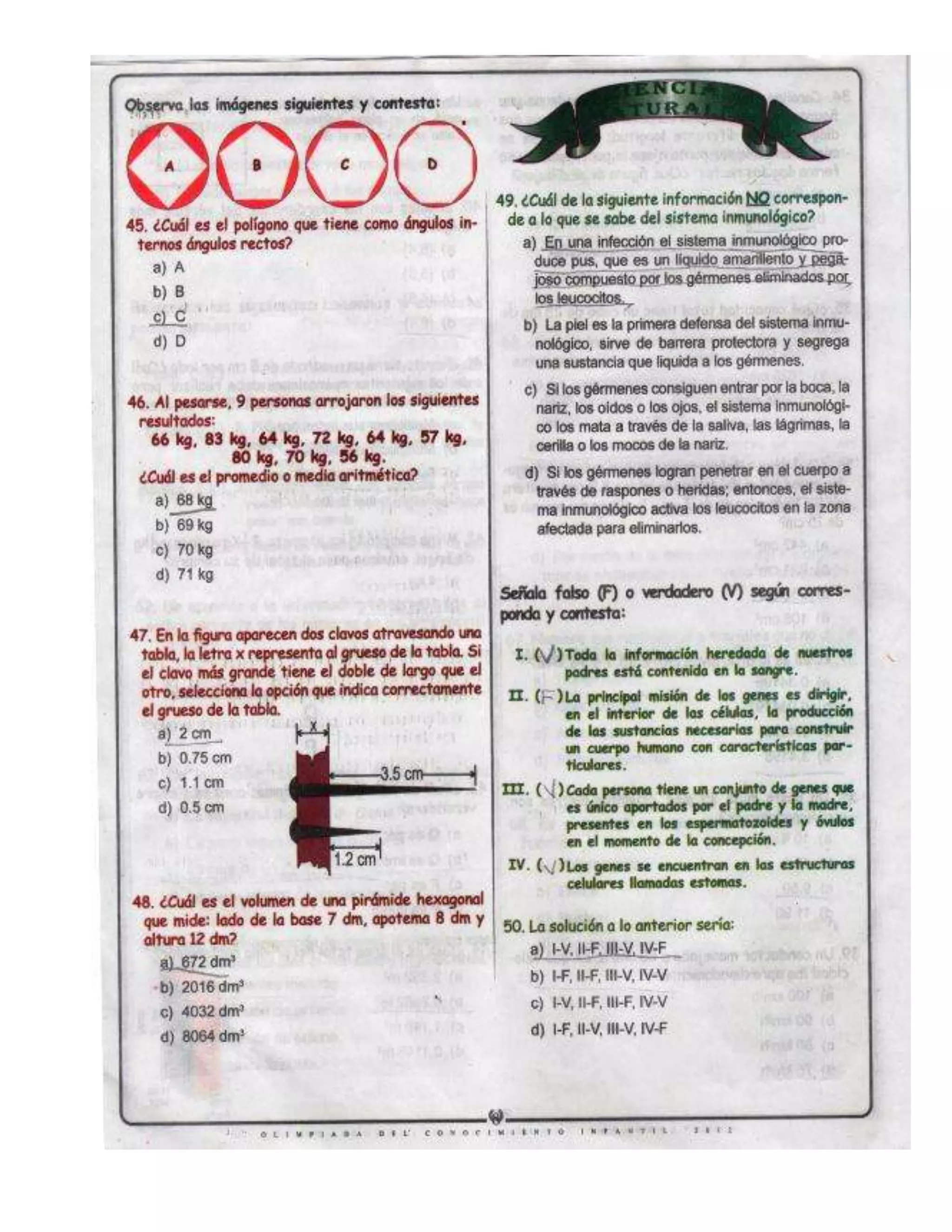 OLIMPIADA DEL CONOCIMIENTO 6° grado