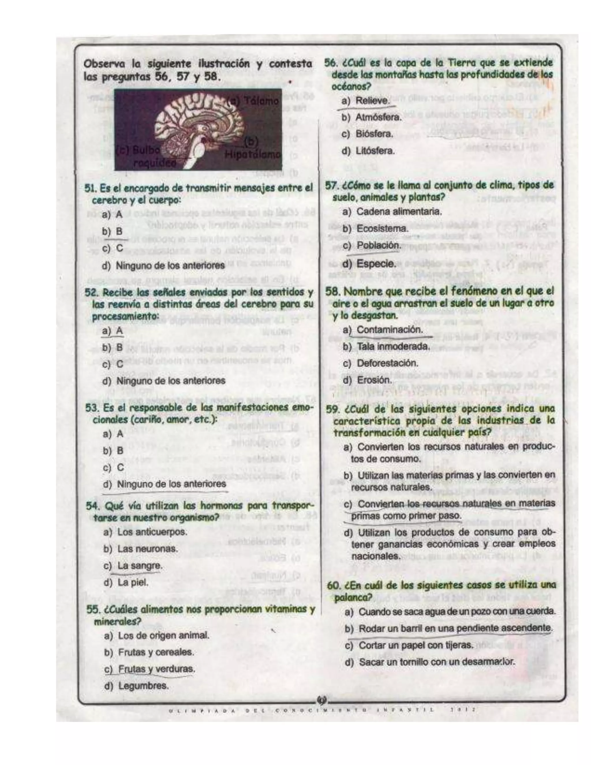 OLIMPIADA DEL CONOCIMIENTO 6° grado