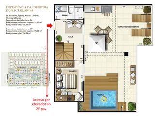 Acesso por
elevador ao
2º pav.
 