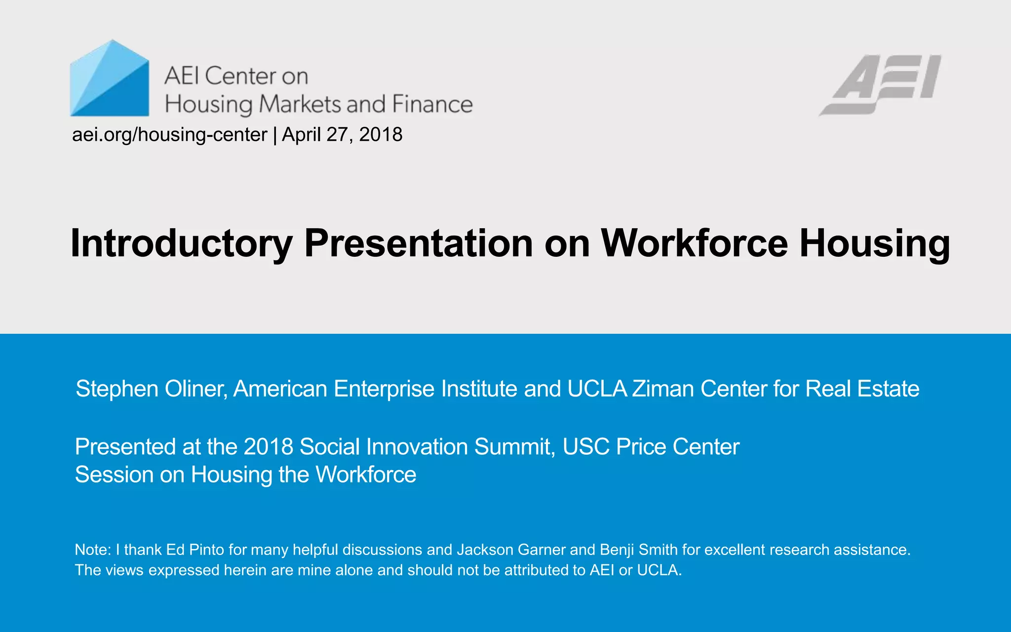 Introductory Presentation on Workforce Housing | PPTX