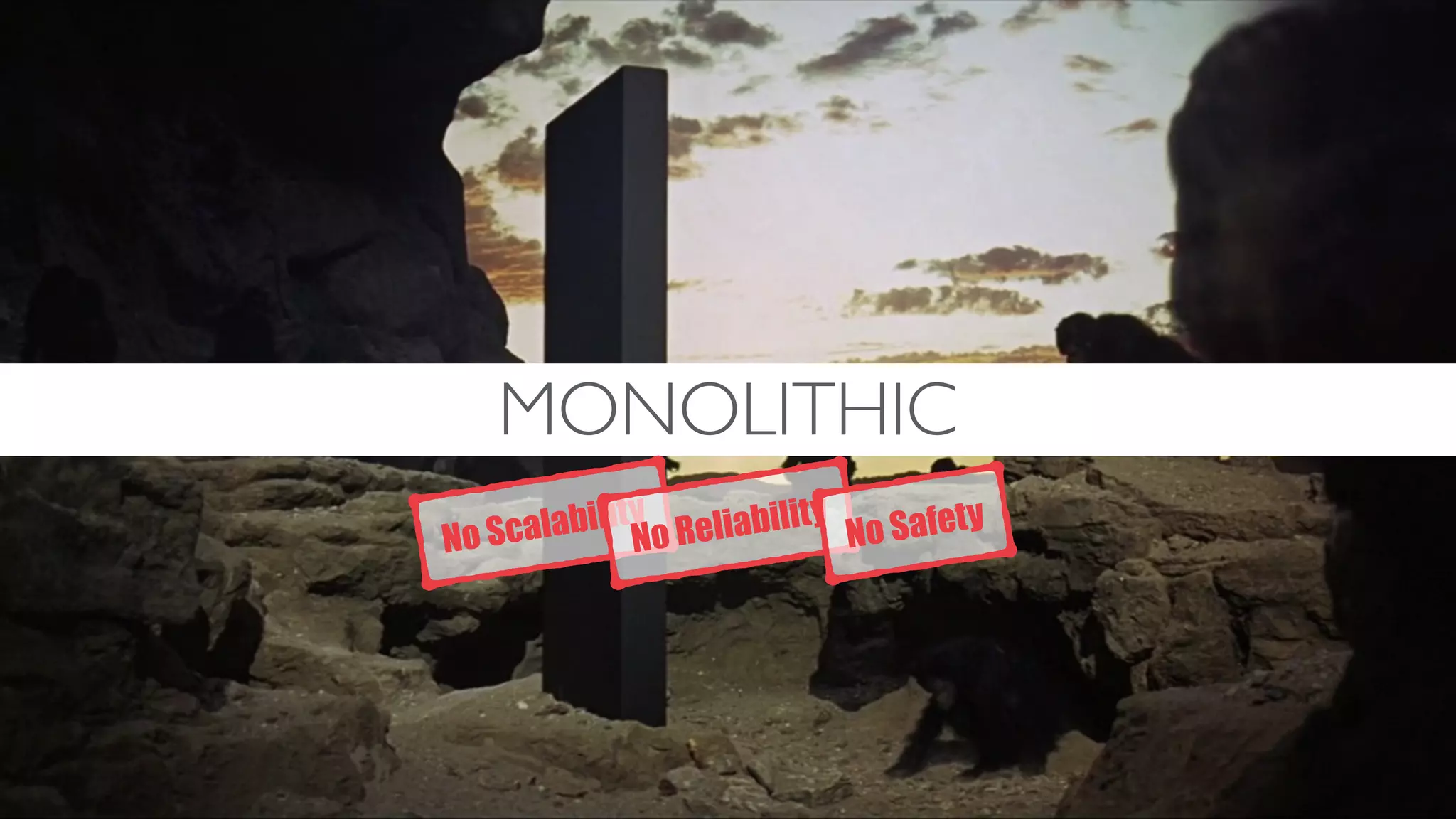 MONOLITHIC
No Scalability
No Reliability
No Safety
 