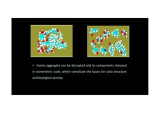 CH3COOH
• Humic aggregate can be disrupted and its components released
in nanometric scale, which constitute the bases for ratio structure
and biological activity.
 