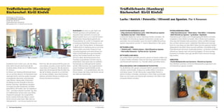 TrüffelSchwein (Hamburg)
Küchenchef: Kirill Kinfelt

TrüffelSchwein (Hamburg)
Küchenchef: Kirill Kinfelt

Mühlenkamp 54, 22303 Hamburg
www.trueffelschwein-restaurant.de
Kontakt: 040 - 696 564 50
info@trueffelschwein-restaurant.de
Öffnungszeiten: Di-Fr 12-14:30 Uhr, Di-Sa 18-24 Uhr

Exzellentes Essen ist der Luxus, der den Alltag
krönt. Wenn Sie den Geschmack des Besonderen lieben, finden Sie im TrüffelSchwein
Ihr Zuhause:
Im Herzen von Hamburg Winterhude freuen
wir uns auf Ihren Besuch, mit französisch-internationaler Küche und einer großen Auswahl
an exzellenten deutschen und internationalen Weinen. Niveauvolles Schlemmen
am Mittag mit einer Auswahl an frischen,
leichten Gerichten. Abendliches Genießen
mit anspruchsvollen Kreationen und Mehrgang-Menüs. Wir wollen, dass Sie wiederkommen – und daran arbeiten wir jeden Tag. Was
im Trüffelschwein serviert wird, muss hohen
Ansprüchen genügen. Nur ausgewählte,
frische Zutaten finden den Weg in unsere
Küche und auf unsere Karte. Alles wird von
Hand gemacht – vom Amuse Gueule bis zum

90

Die Deutschlandtour

Lachs / Rettich / Petersilie / Olivenöl aus Spanien. Für 4 Personen

Petit Four. Mit viel Leidenschaft für puren Genuss kreieren wir jedes unserer Gerichte. Denn
unser Name ist Programm: Wie der Namensgeber eine hervorragende Nase für Edles hat,
das tief im Boden versteckt ist, so möchten
wir Sie dazu einladen, neue Geschmackserlebnisse auf hohem Niveau zu erleben und
Genuss neu kennen zu lernen.

Kirell Kinfelt hat schon in viele Töpfe und
Pfannen geschaut und weiß daher, was
exquisites Essen ausmacht. Zu Land und
Wasser erprobt, hat er u.a. in zwei der besten
Sterneküchen Deutschlands gekocht, bei
Thomas Bühner im „La Vie“ in Osnabrück und
in Hamburgs berühmtem Restaurant „Louis
C. Jacob“ unter Thomas Martin. Im Restaurant
TrüffelSchwein in Hamburg setzt er nun seine
eigenen Ideen und seinen Anspruch in genussvolle Kreationen auf hohem Niveau um.
Dabei ist Kirill Kinfelt eines ganz besonders
wichtig: Das Produkt Produkt sein lassen!
Ziel ist es dabei, alle Komponenten eines
Produktes auszuarbeiten und dem Gast zu
präsentieren. Dazu passt, dass nur qualitativ
hochwertige und selbstgemachte Speisen
auf den Teller kommen. Das Augenmerk bei
seinen Produkten legt Kirill Kinfelt auf die
Nachhaltigkeit – so ist gewährleistet, dass nur
frische Zutaten den Weg in die Küche und auf
den Teller der Gäste finden.

© TrüffelSchwein

SCHOTTISCHER BARBAROUX LACHS:
• 250g schottischer Barbaroux Lachs • 40ml Olivenöl aus Spanien
• 10g Maldon Sea Salt • 4 Nori-Blätter
Schottischen Barbaroux Lachs in 50g lange Streifen schneiden. Die
Nori-Blätter mit Olivenöl aus Spanien einstreichen und den Lachs
einwickeln. Den ummantelten Lachs mit einem Esslöffel Olivenöl aus
Spanien vakuumieren und bei 52°
Grad im Wasserbad 3,5 Min. garen.
RETTICHRÖLLCHEN:
• 1 Rettich weiß • 1 Rettich schwarz • 30ml Olivenöl aus Spanien
• 10ml weißer Balsamico • 5g Fleur de Sel • 5g Zucker
RETTICHRÖLLCHEN WEISS:
Den weißen Rettich gründlich waschen, danach im Ganzen schälen und
in dünne Streifen schneiden. Diese mit Salz, Essig, spanischem Olivenöl
und Zitronensaft marinieren. Ca. 2 Stunden stehen und ziehen lassen.
RÖLLCHEN GEFÜLLT MIT SCHWARZEN RETTICHSTIFTEN:
Für die Röllchen den ganzen schwarzen Rettich gründlich waschen
und dünn aufschneiden. Analog zum weißen Rettich marinieren
und ziehen lassen. Für die Füllung den ungeschälten Rettich in
dünne Scheiben schneiden und danach in feine Stifte zuschneiden.
Diese nur mit Zucker und Zitronensaft marinieren. Die Stifte in den
schwarzen Rettich einrollen.

© TrüffelSchwein

PETERSILIENWURZELPÜREE:
• 300g Petersilienwurzel • 100ml Sahne • 50ml Milch • 3 Schalotten
• 80ml Olivenöl aus Spanien • 1g Xanthan • 30g Butter
Petersilienwurzel schälen und in fingernagelgroße Würfel schneiden.
Schalotten in feine Würfel schneiden. Alles in Butter leicht anbraten,
ohne dass die Produkte Farbe annehmen. Sahne und Milch hinzugeben und leise simmern lassen. Sobald die Petersilienwurzel weichgekocht ist, muss diese von dem Milch-Sahne Gemisch getrennt werden
(abpassieren), das Milch-Sahne Gemisch aufheben. Anschließend die
Petersilienwurzel mit einem Zauberstab pürieren. 1g Xanthan und 80ml
Olivenöl aus Spanien nach und nach hinzugeben. Um eine cremige
Konsistenz zu erhalten, kann ggf. das Milch-Sahne Gemisch hinzugefügt werden.
ANRICHTEN:
• frische Blattpetersilie zum Garnieren • Olivenöl aus Spanien
Nach Belieben anrichten, mit frischer Blattpetersilie ausgarnieren und
mit Olivenöl aus Spanien veredeln.

91

 