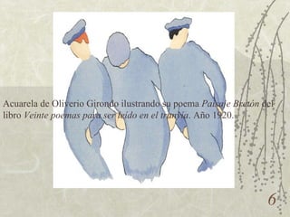 Acuarela de Oliverio Girondo ilustrando su poema  Paisaje Bretón  del libro  Veinte poemas para ser leído en el tranvía . Año 1920. 