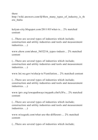 there
http://wiki.answers.com/Q/How_many_types_of_industry_is_th
ere_India
kalyan-city.blogspot.com/2011/03/what-is... 2% matched
content
(...There are several types of industries which include;
construction and utility industries and tools and measurement
industries. ...)
www.ehow.com/about_5652216_types-industr... 2% matched
content
(...There are several types of industries which include;
construction and utility industries and tools and measurement
industries. ...)
www.lni.wa.gov/wisha/p-ts/Ventilation... 2% matched content
(...There are several types of industries which include;
construction and utility industries and tools and measurement
industries. ...)
www.iptv.org/iowapathways/mypath.cfm%3Fo... 2% matched
content
(...There are several types of industries which include;
construction and utility industries and tools and measurement
industries. ...)
www.wisegeek.com/what-are-the-different-... 2% matched
content
(...There are several types of industries which include;
 