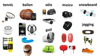 tennis
golf
ballon vélo muscu
jogging
snowboard
 