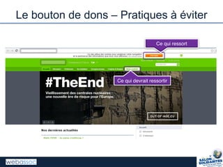 Ce qui ressort
Ce qui devrait ressortir
Le bouton de dons – Pratiques à éviter
 