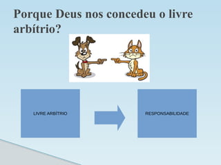 Porque Deus nos concedeu o livre
arbítrio?
LIVRE ARBÍTRIO RESPONSABILIDADE
 