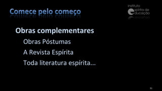 Obras complementares Obras Póstumas A Revista Espírita Toda literatura espírita... 