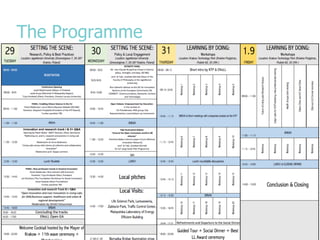 The Programme
• The flow of the days
 