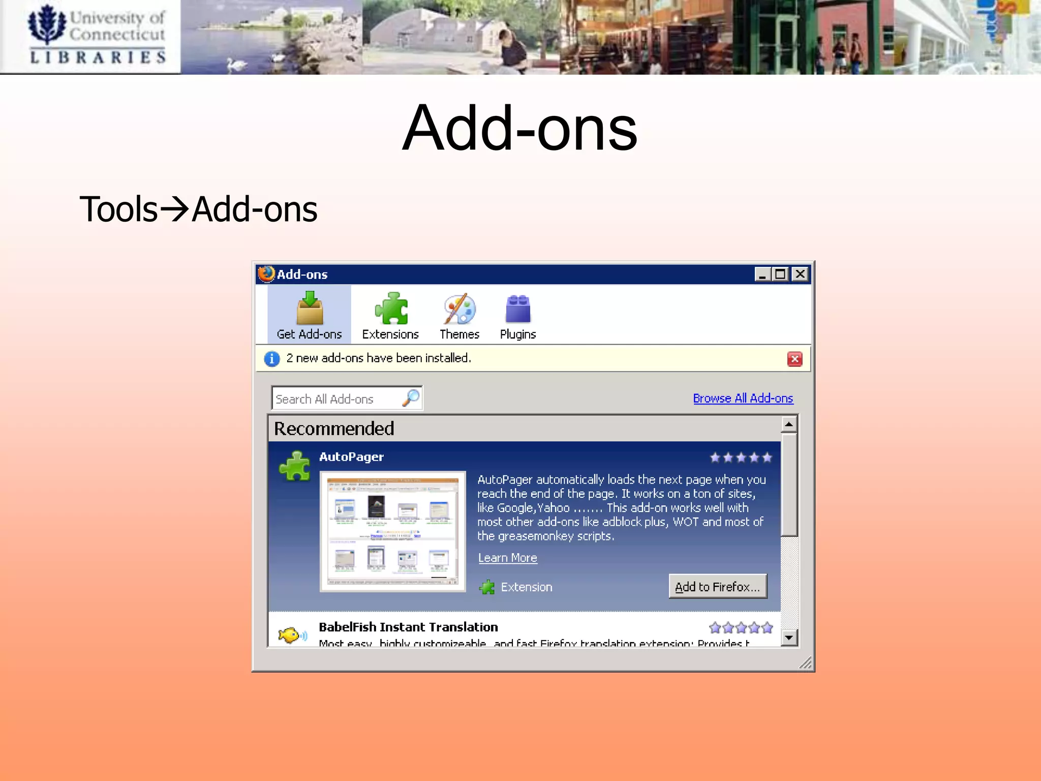 Add-ons
ToolsAdd-ons
 