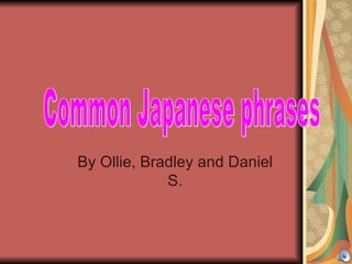 By Ollie, Bradley and Daniel S. Common Japanese phrases 