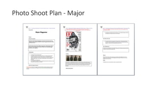 Photo Shoot Plan - Major
 