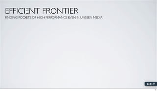 EFFICIENT FRONTIER
FINDING POCKETS OF HIGH PERFORMANCE EVEN IN UNSEEN MEDIA




                                          ...