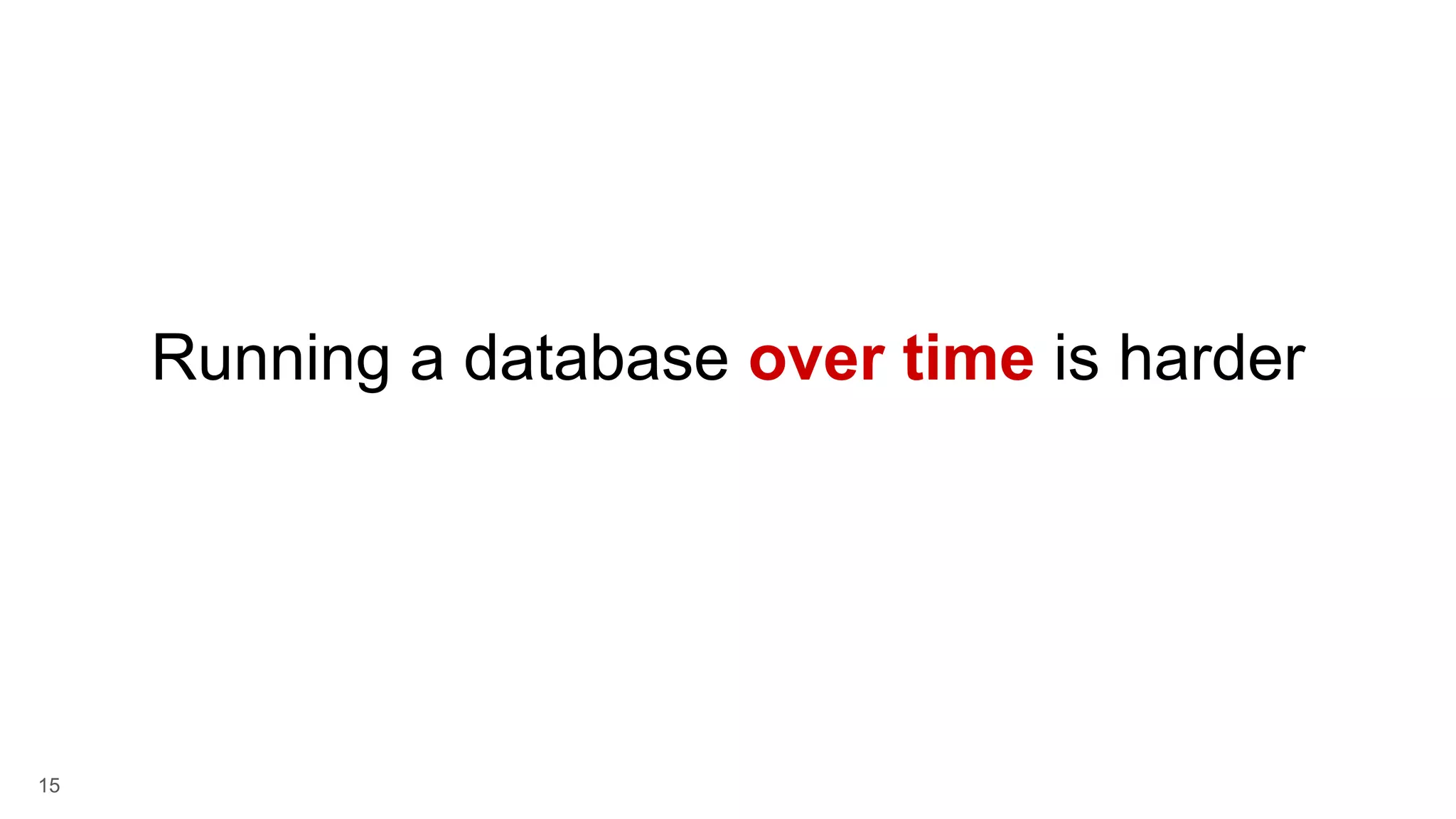 15 Running a database over time is harder 