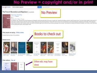   No preview = in-copyright and in print books, permission NOT granted by publishers/authors. Only bibliographic details and synopsis.http://books.google.com/Search query: French Revolution and Napoleon