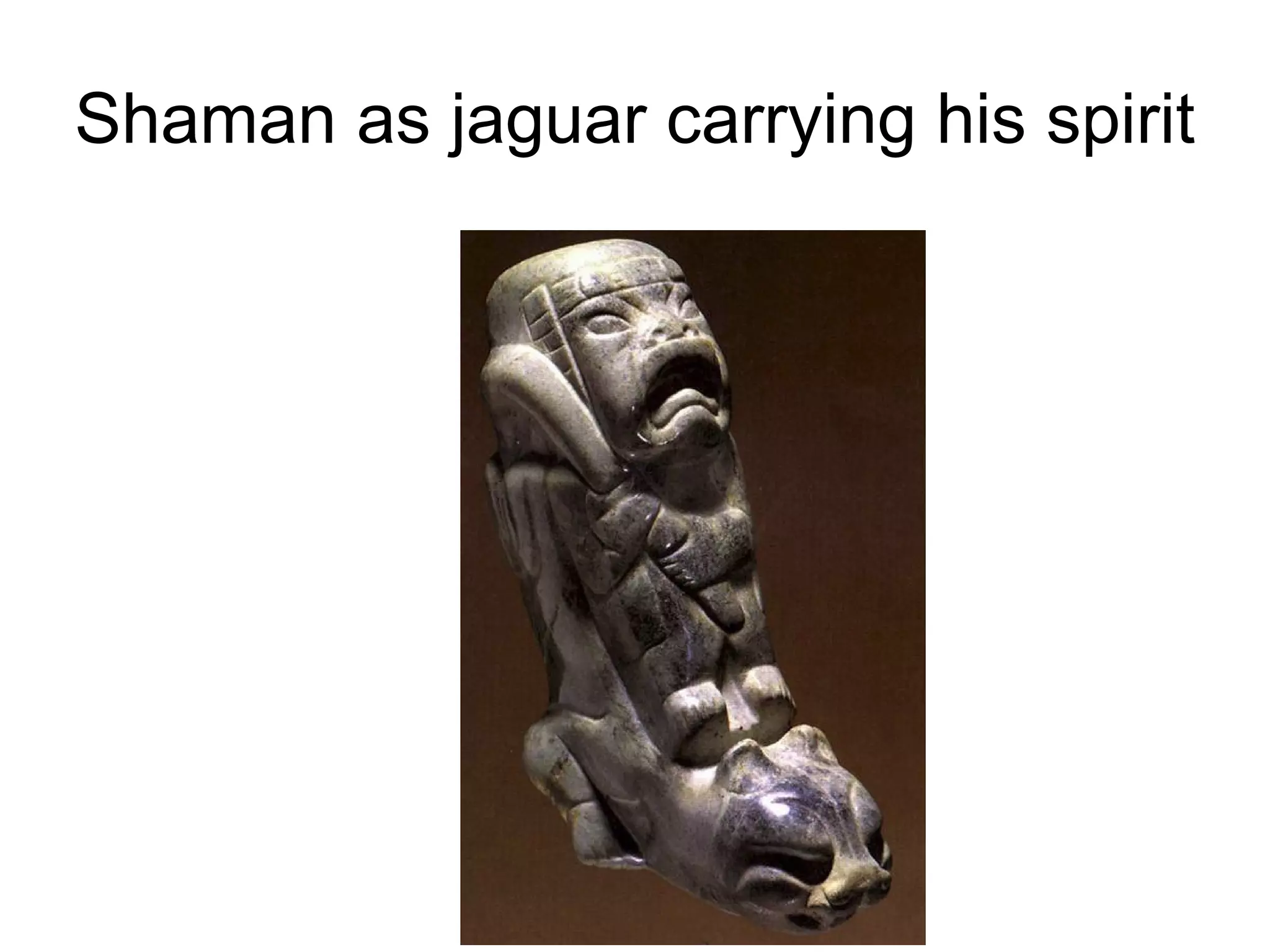 Shaman as jaguar carrying his spirit 