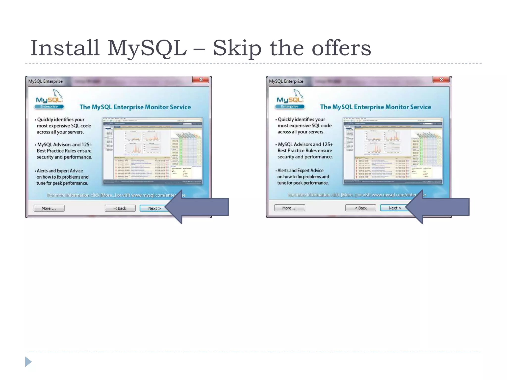 Install MySQL – Skip the offers