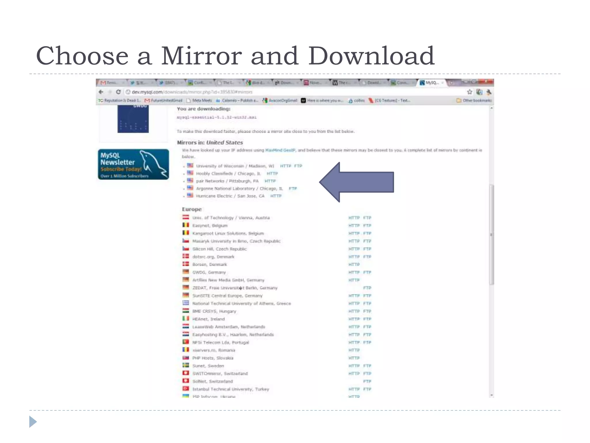 Choose a Mirror and Download