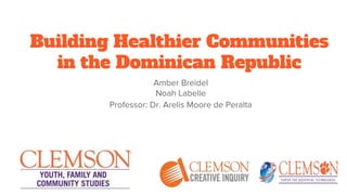 Building Healthier Communities
in the Dominican Republic
Amber Breidel
Noah Labelle
Professor: Dr. Arelis Moore de Peralta
 