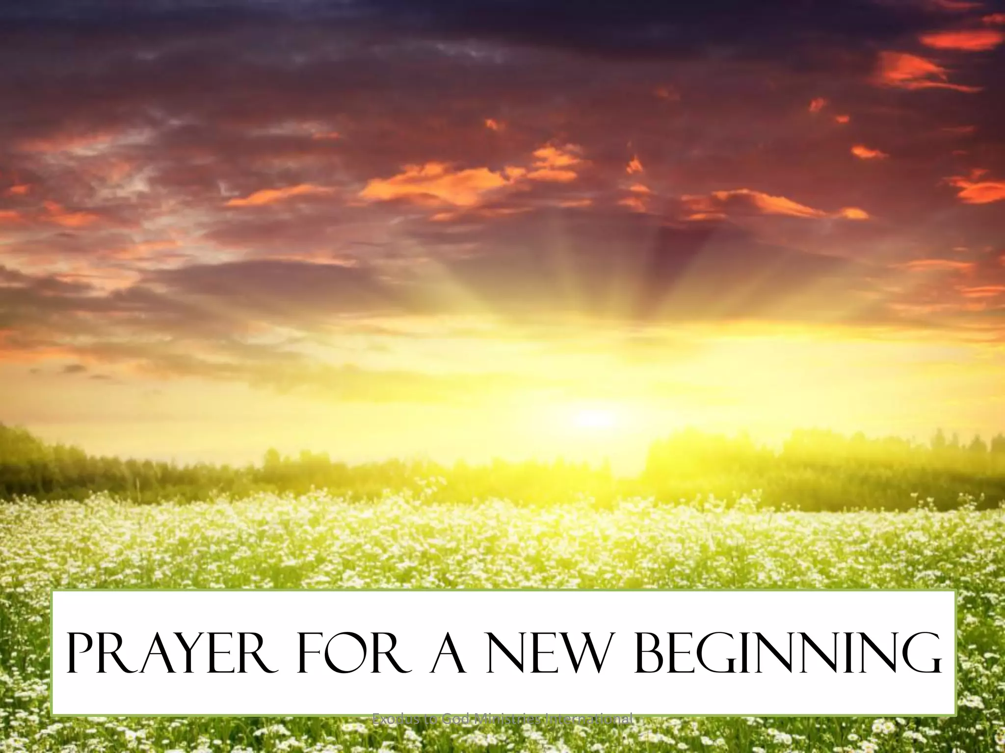 Prayer for a new beginning
Exodus to God Ministries International
 
