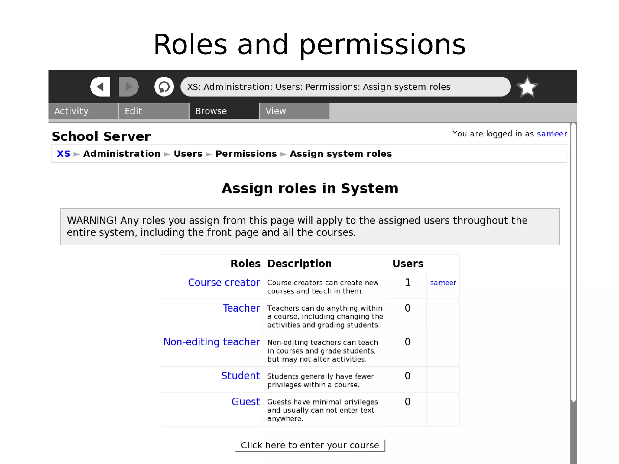 Roles and permissions
 