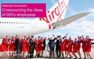 Internal innovation 
Crowsourcing the ideas 
of 000’s employees 
globally. 
@crowdicity @nickjwright crowdicity.com 
 