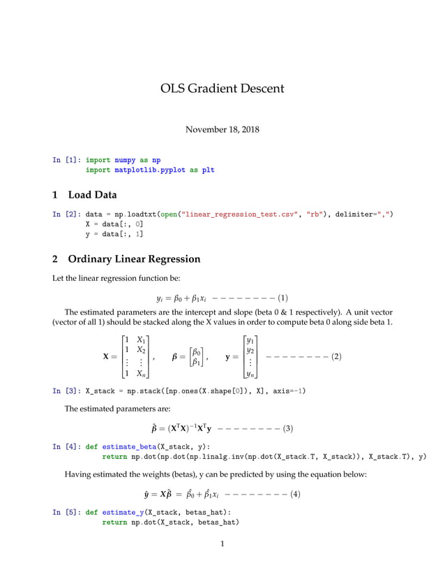 OLS gradient descent | PDF