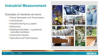 Page © Vaisala
Industrial Measurement
Examples of industries we serve
 Power Generation and Transmission
 Life Sciences
 Industrial Drying (e.g. paper)
 Electronics
 Building Automation, e.g demand
controlled ventilation
 Automotive Industry
 Agriculture and Food Industry
5/12/20167
TÄHÄN MARS-kuva
 