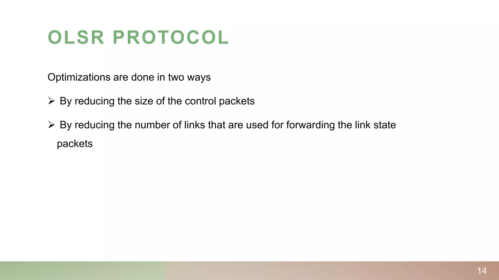 OLSR | Optimized Link State Routing Protocol | PPT