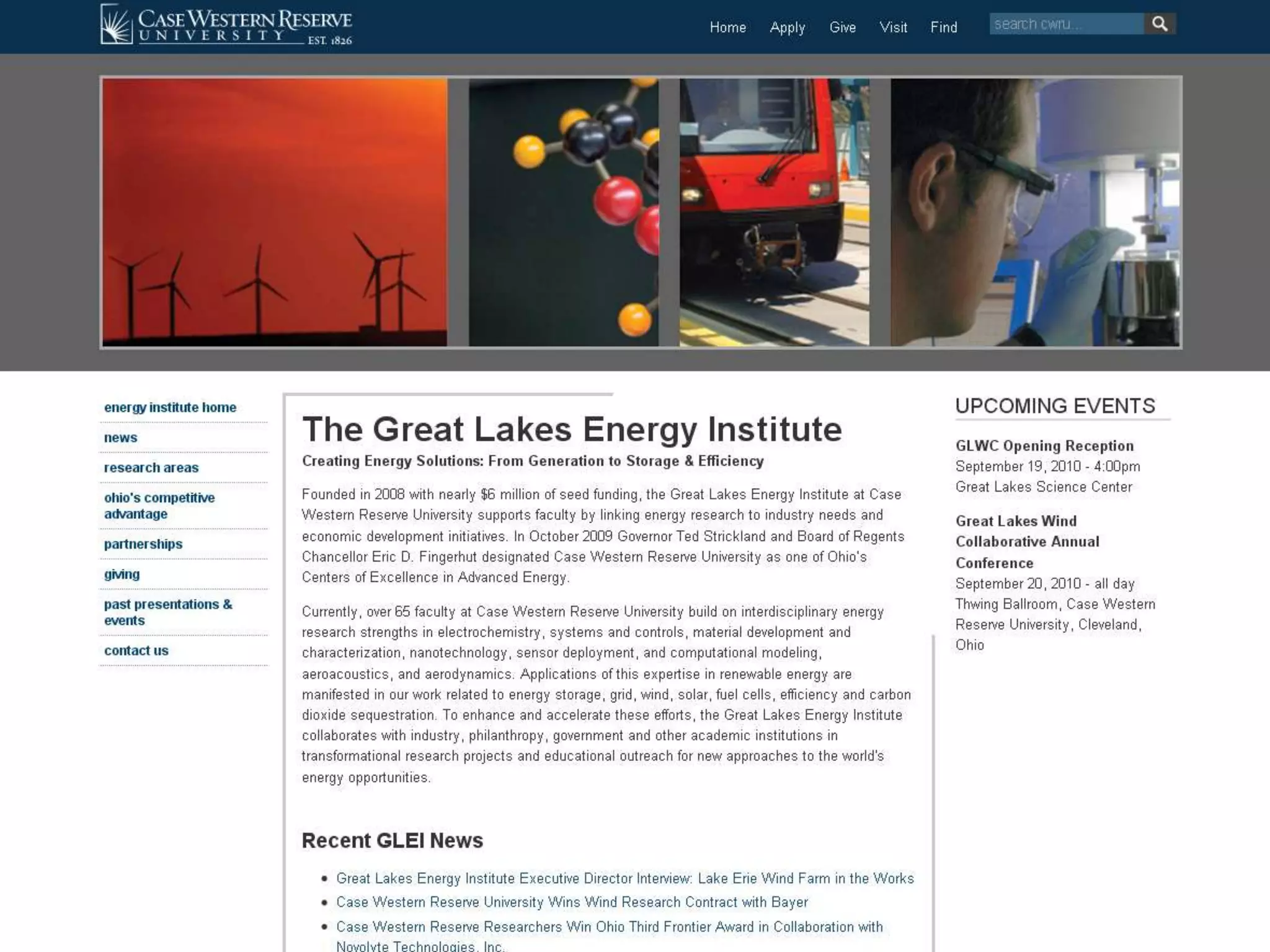 Great Lakes Energy Institutehttp://energy.case.edu/MissionTo enable the transition to advanced sustainable energy generation, storage, distribution and utilization, through coordinated research, development and education.Interdisciplinaryengineering, science, business, law, & history