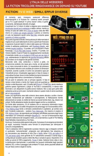 L’ITALIA DELLE WEBSERIES
                                                 LA FICTION TRICOLORE RINGIOVANISCE ON DEMAND SU ...