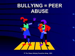 BULLYING = PEER ABUSE © The Olweus Bullying Prevention Group, 2001 