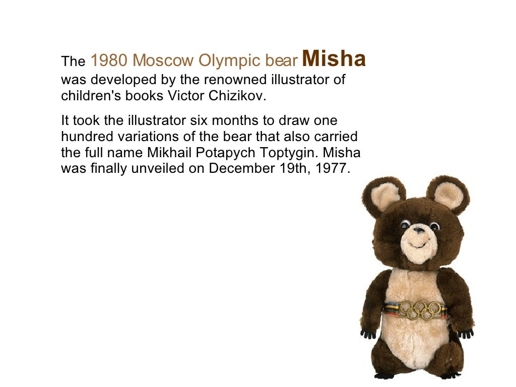 Olympic bear as a symbol and amulet of the 1980 Summer Olympic Games Olympic bear as a symbol and amulet of the 1980 Summer Olympic Games