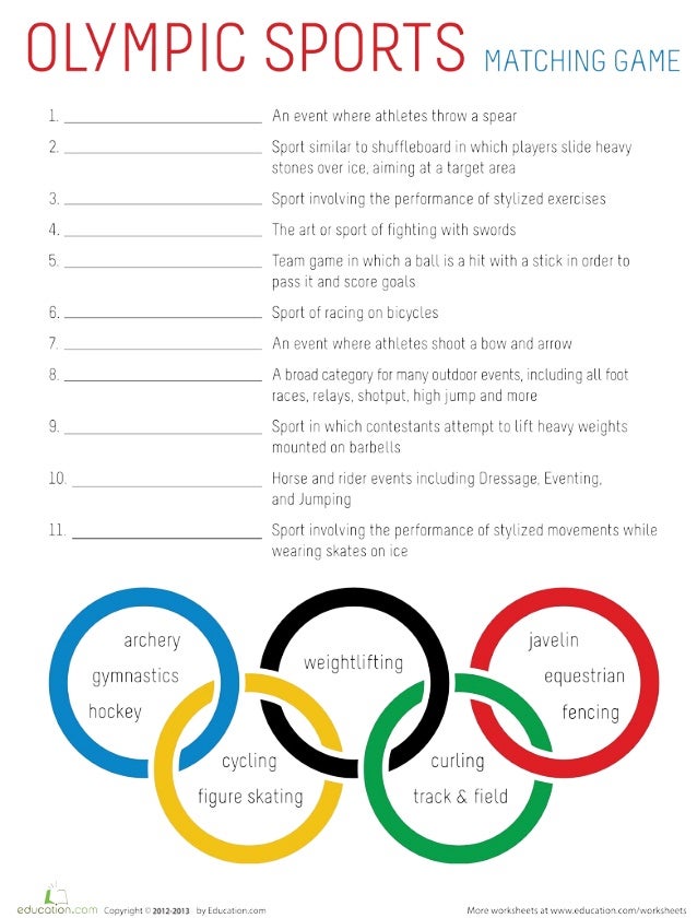 olympic sports worksheet 2 1 site2