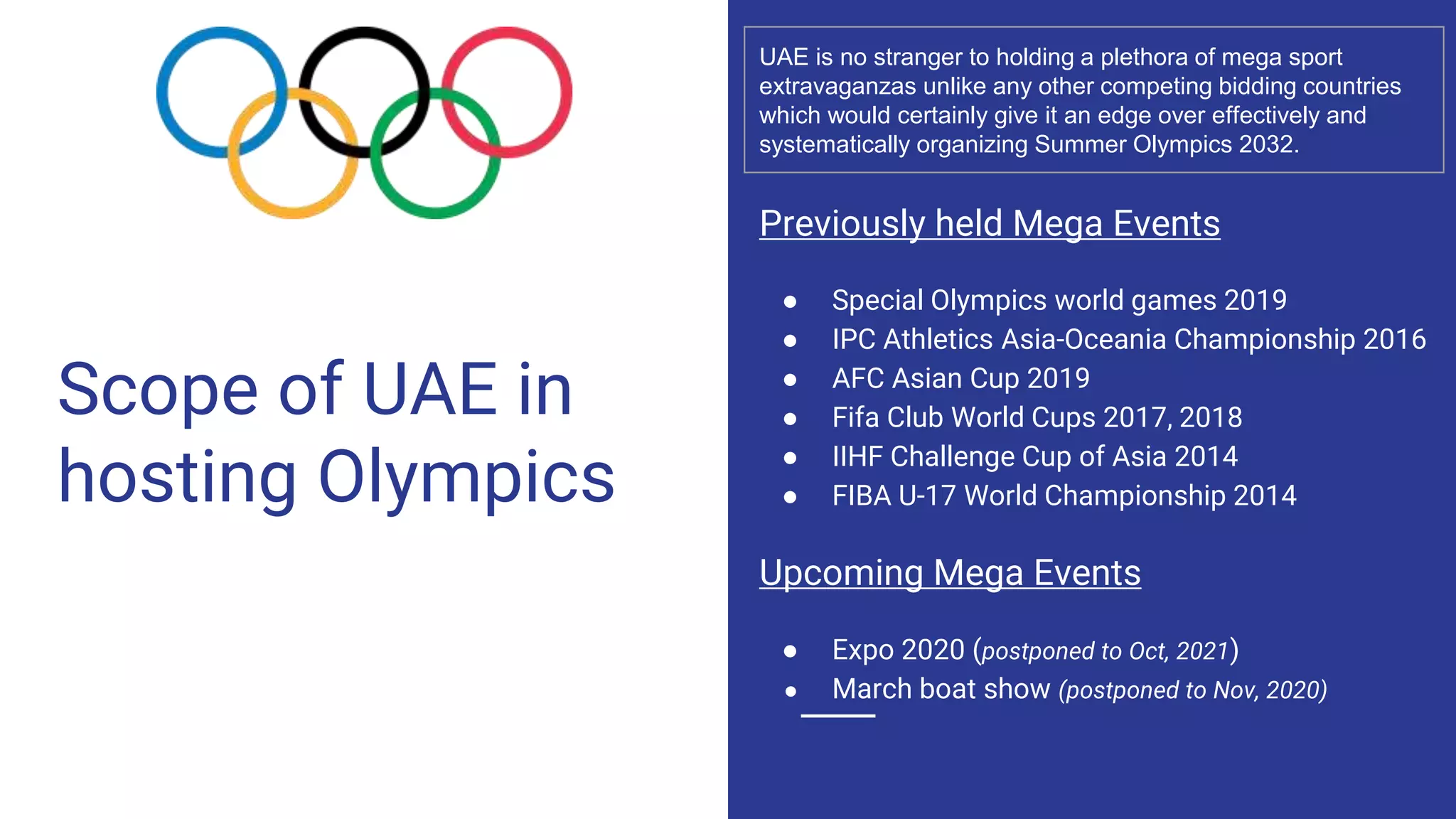 Sample UAE Olympic Bid Proposal for Summer Olympics 2032 PPT