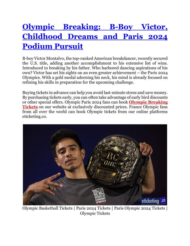 Olympic Breaking BBoy Victor, Childhood Dreams and Paris 2024 Podium