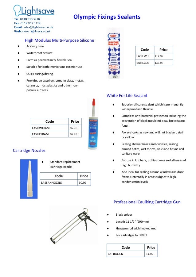 Now In Stock Olympic Fixing Sealants