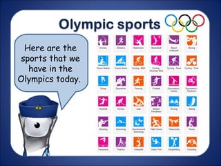 Here are the
sports that we
have in the
Olympics today.
 