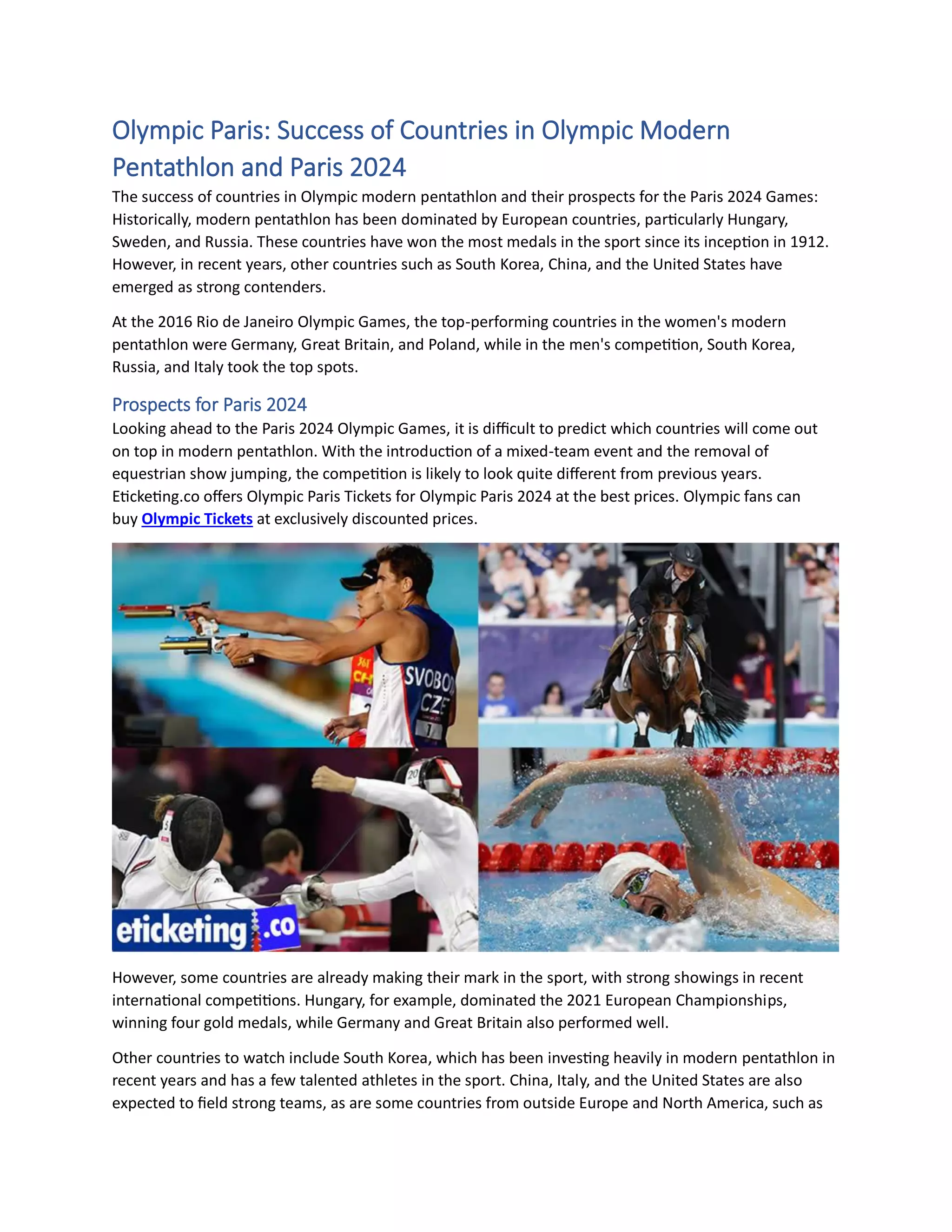 Olympic Paris Olympic Modern Pentathlon Complete History till Olympic