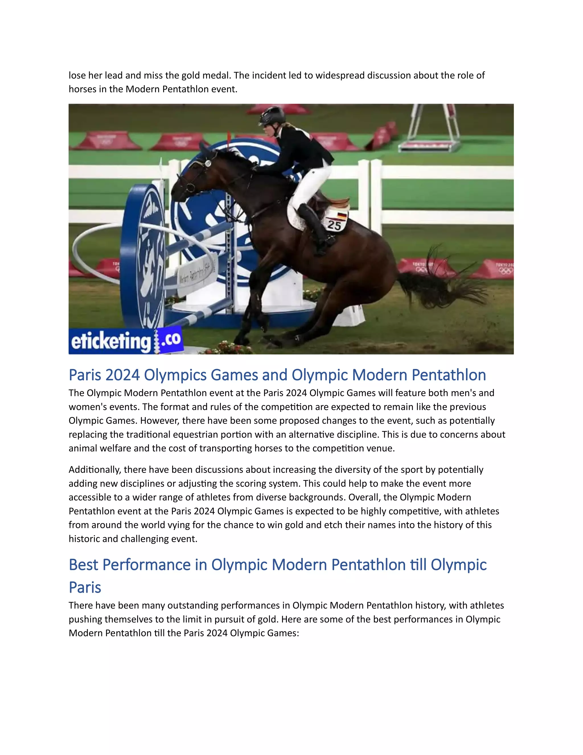 Olympic Paris Olympic Modern Pentathlon Complete History till Olympic