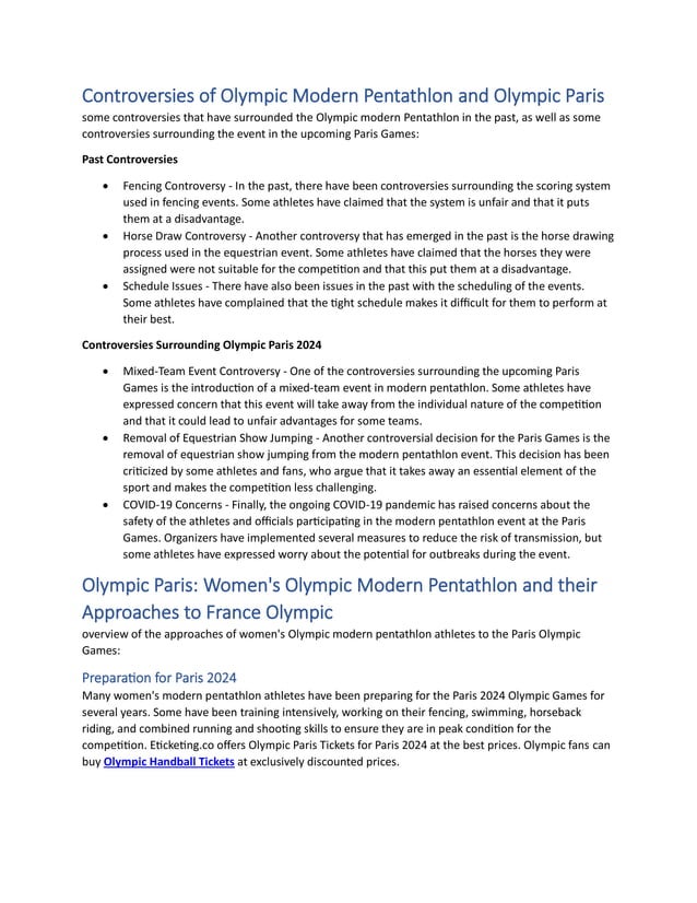 Olympic Paris Olympic Modern Pentathlon Complete History till Olympic