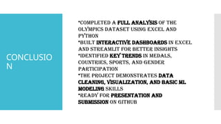 Olympicsdataanalysis analysis of olympics data | PPTX